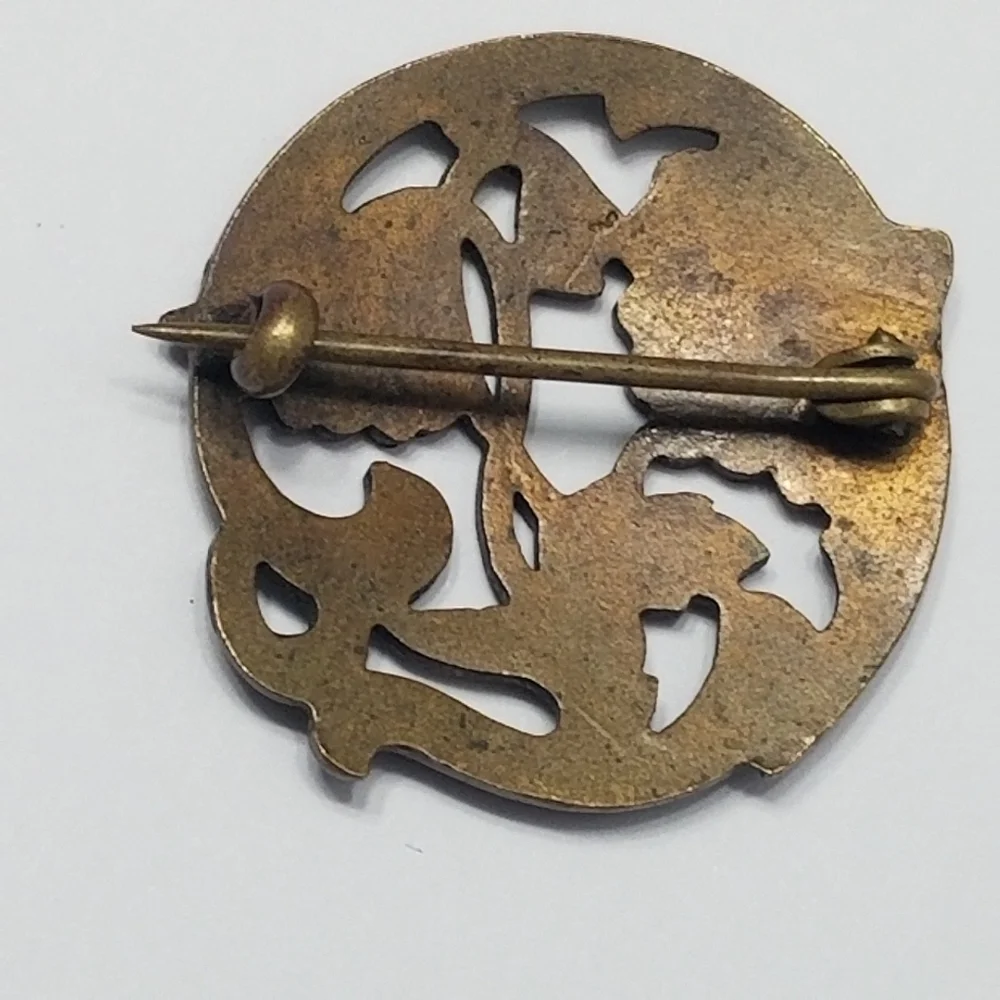 Antique brooch pin poppy flowers floral gold tone Victorian Edwardian red